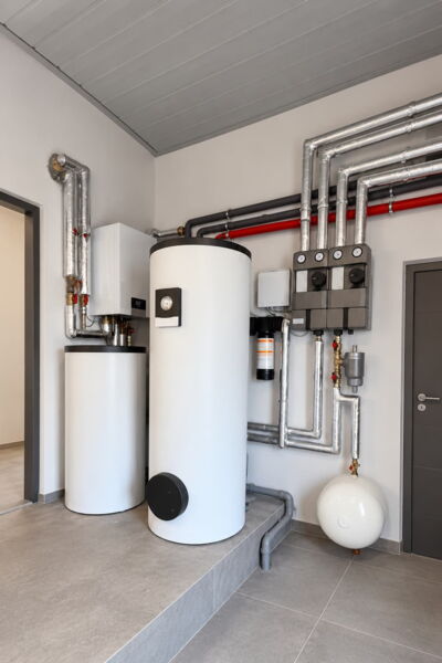 Kessel für Warmwasser im Keller